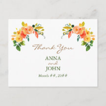 Aquarelle floral orange Merci