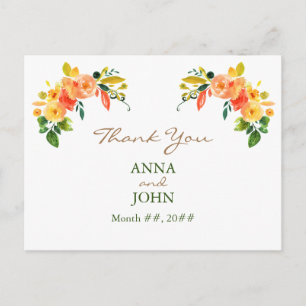 Carte Postale Aquarelle floral orange Merci