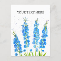 Aquarelle florale de delphinium bleu élégant rusti