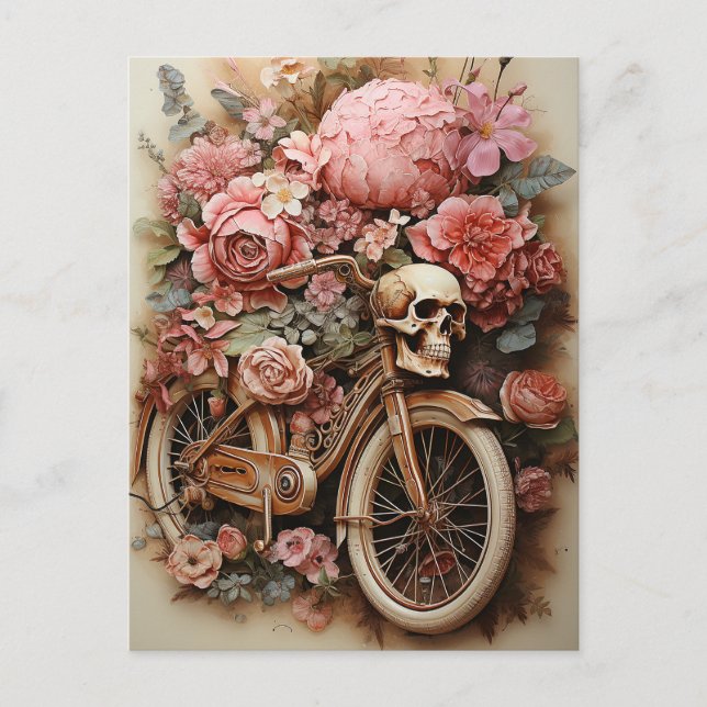 Carte Postale Aquarelle florale du crâne (Devant)