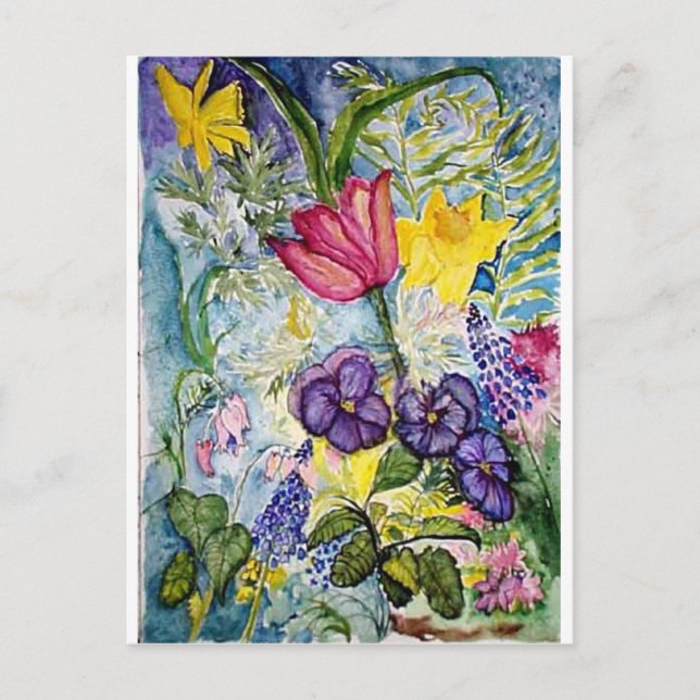 Carte Postale Aquarelle florale du printemps (Devant)