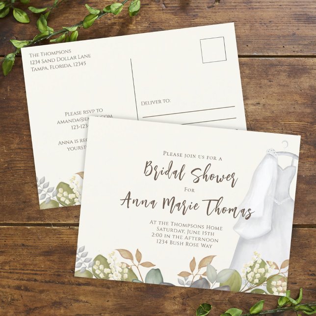 Carte Postale Aquarelle Florale Fête des mariées de la mariée (Créateur téléchargé)