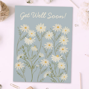 Carte Postale Aquarelle Florale Fleur de Marguerite Blanche Marc