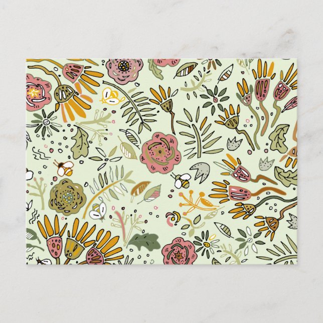 Carte Postale Aquarelle Florale Fleurs d'abeille Élégante Modern (Devant)