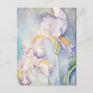 Carte Postale Aquarelle florale Irises la plus douce