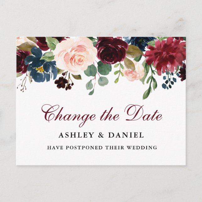 Carte Postale Aquarelle Florale Modifier La Date (Devant)