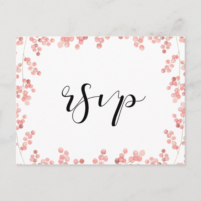 Carte Postale Aquarelle florale rose RSVP (Devant)