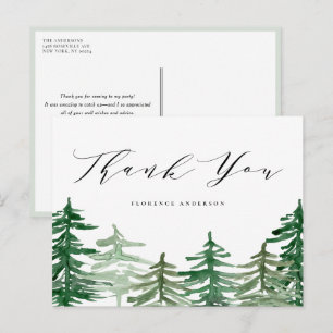 Carte Postale Aquarelle Forêt Enchantée de Bois Remerciements