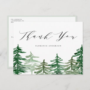 Carte Postale Aquarelle Forêt enchantée Merci de bois