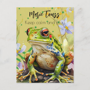 Carte Postale Aquarelle Frog Funny Personnalisé Texte & Nom