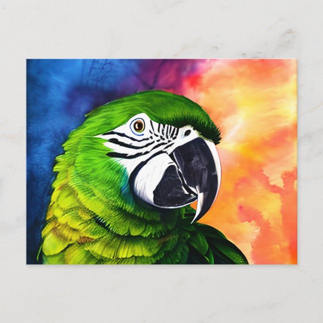 Carte Postale Aquarelle générée par l'IA mignonne Style perroque (Devant)