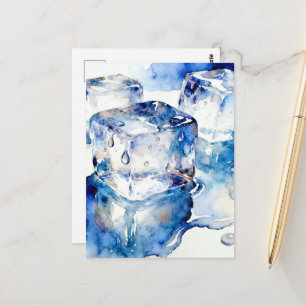 Carte Postale Aquarelle glaçons en train de fondre