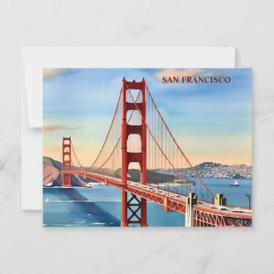 Carte Postale Aquarelle Golden Gate Bridge San Francisco