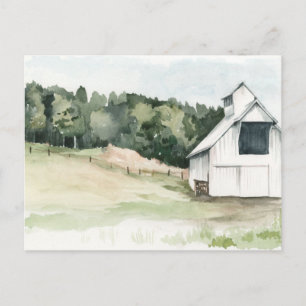 Carte Postale Aquarelle Grange blanche
