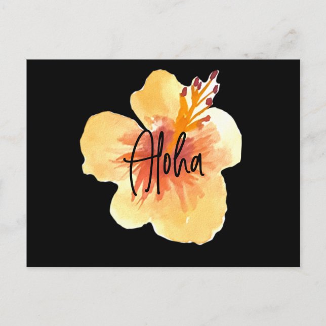 Carte Postale Aquarelle Hawaii Hibiscus Jaune Floral Moving (Devant)