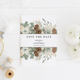 Carte Postale Aquarelle hiver doux enregistrer la date
