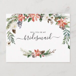 Carte Postale Aquarelle Hiver Floral   Soyez ma servante d'État