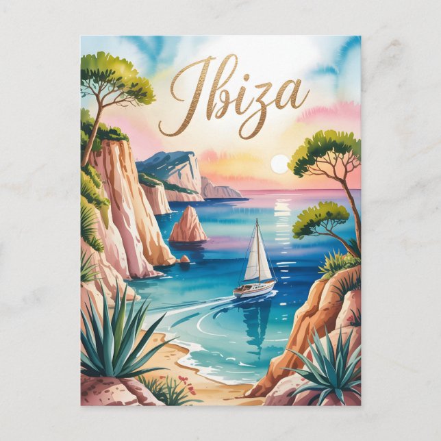 Carte Postale Aquarelle Ibiza (Devant)