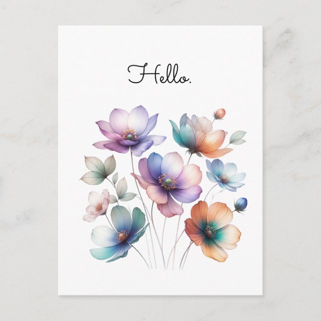 Carte Postale Aquarelle illustrant un joli bouquet de fleurs (Devant)