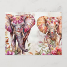 Aquarelle Illustration d'un éléphant avec des fleu