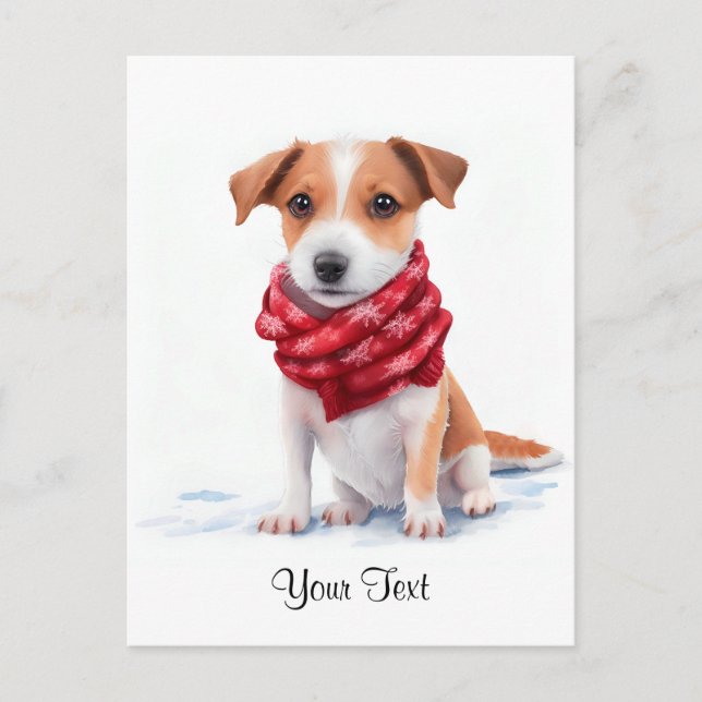 Carte Postale Aquarelle Jack Russell Terrier Chien chiot (Devant)