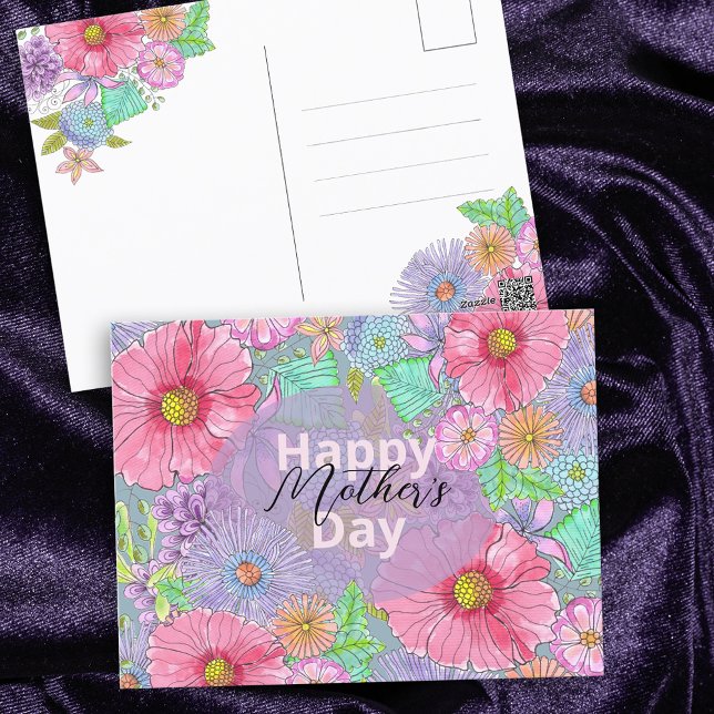 Carte Postale Aquarelle Jardin Fleurs Botanique Fête des Mères (Créateur téléchargé)