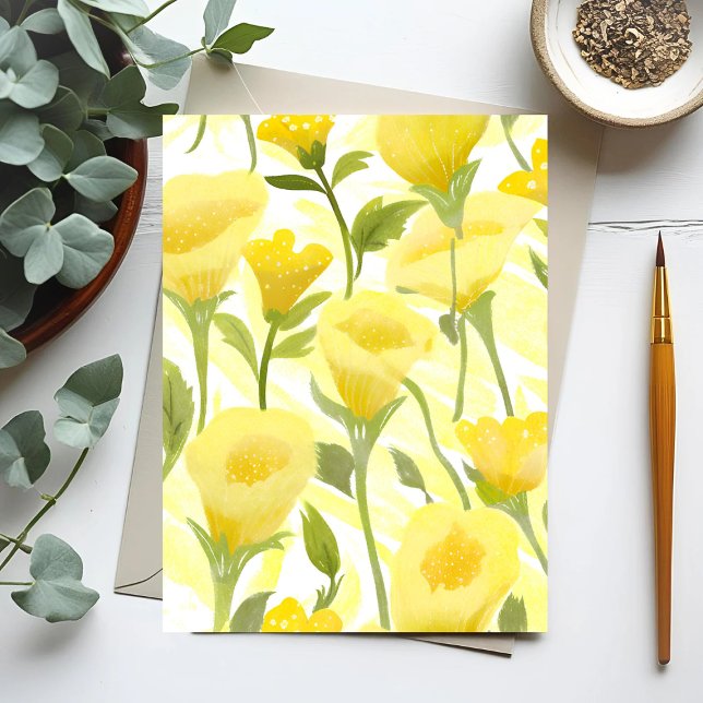 Carte Postale Aquarelle jaune (Créateur téléchargé)