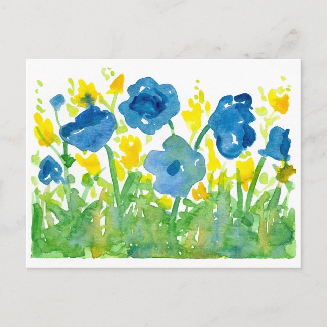 Carte Postale Aquarelle jaune royale de fleurs sauvages de (Devant)