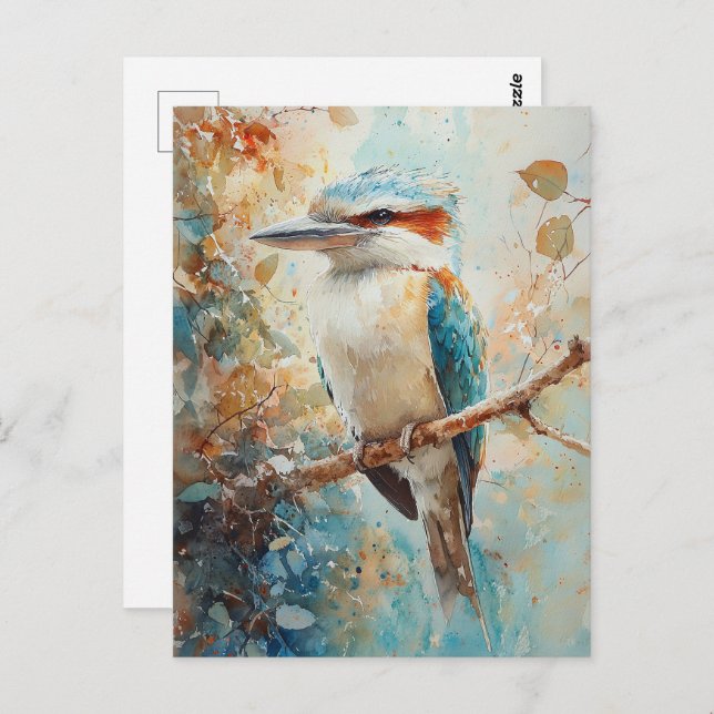 Carte Postale Aquarelle Kookaburra (Devant / Derrière)