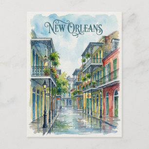 Carte Postale aquarelle La Nouvelle-Orléans Louisiane