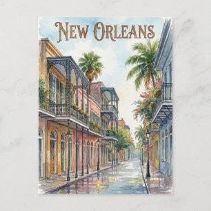 Carte Postale aquarelle La Nouvelle-Orléans Louisiane