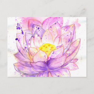 Carte Postale Aquarelle Lotus Flower 4