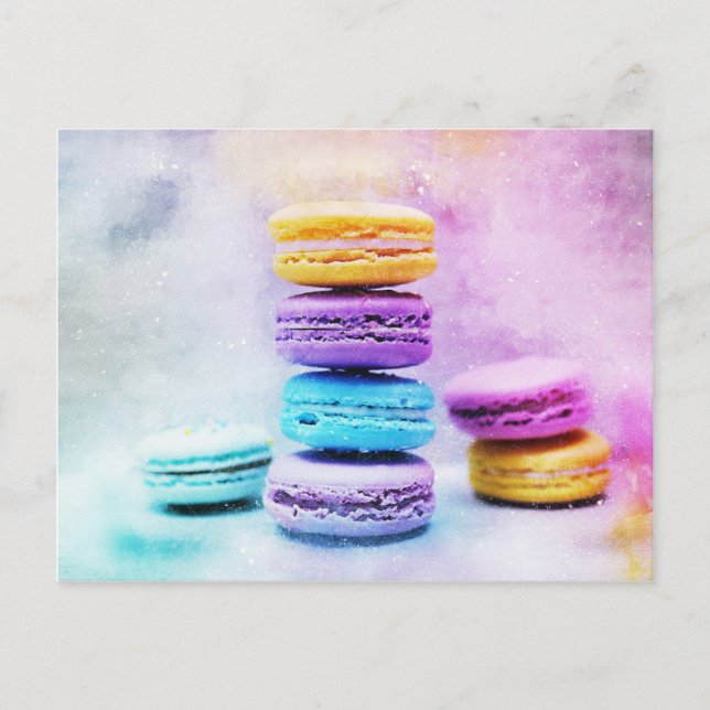 Carte Postale Aquarelle Macaron Aliments Abstrait (Devant)