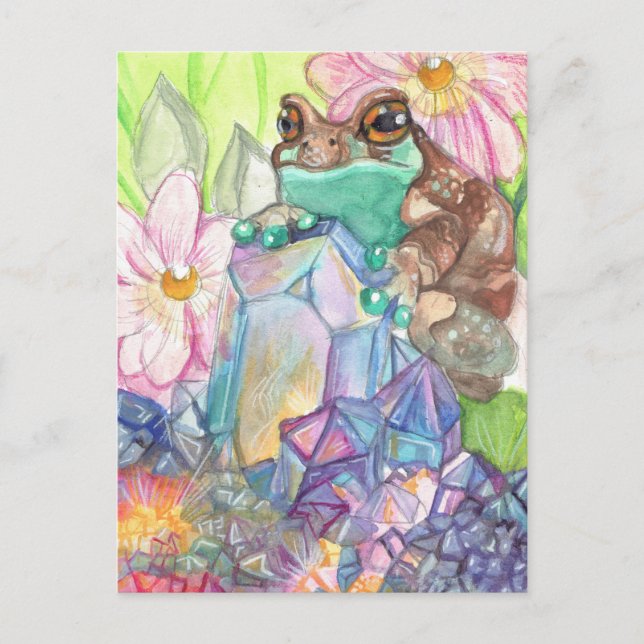 Carte Postale Aquarelle magique de grenouille de lait (Devant)
