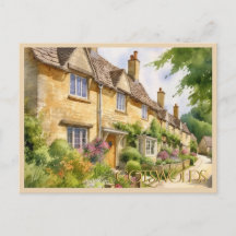 CARTE POSTALE Aquarelle magnifique les Cotswolds V
