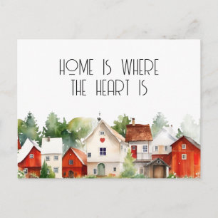 Carte Postale Aquarelle Maison est là où le coeur est immobilier