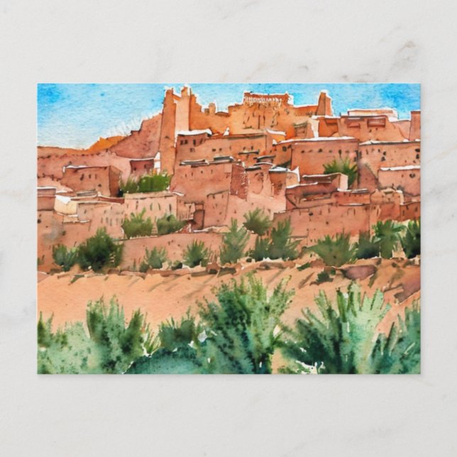 Carte Postale Aquarelle Maroc (Devant)