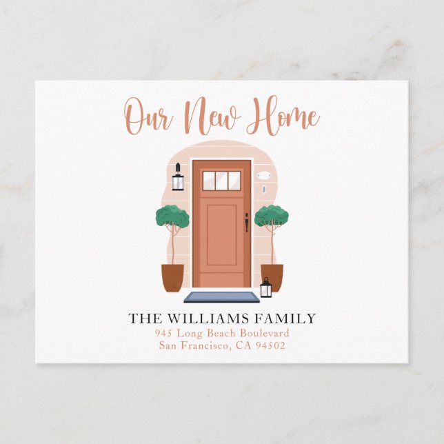 Carte Postale Aquarelle mignonne Notre nouvelle maison Faire-par (Devant)