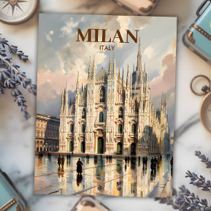 Carte Postale Aquarelle Milan Duomo di Milano Vintage voyage