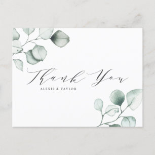 Carte Postale Aquarelle minimaliste Eucalyptus Feuille Merci