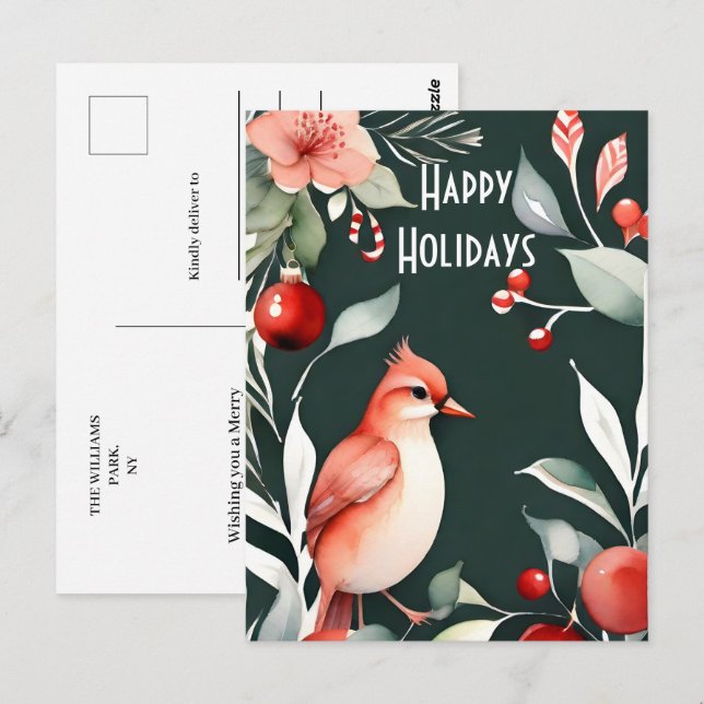 Carte Postale Aquarelle minimaliste Noël (Devant / Derrière)