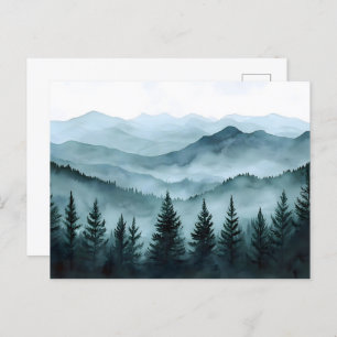 Carte Postale Aquarelle Misty Mountain Range