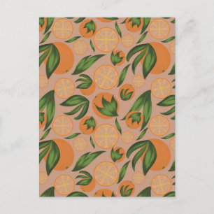 Carte Postale Aquarelle Motif aux fruits orange pastel