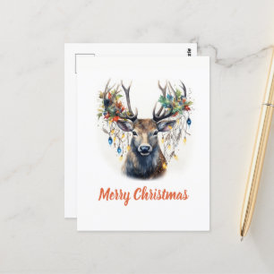 Carte Postale Aquarelle Noël rennes
