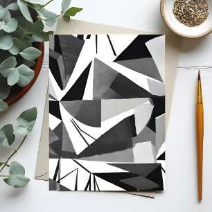 Carte Postale Aquarelle noir et blanc géométrique moderne abstra