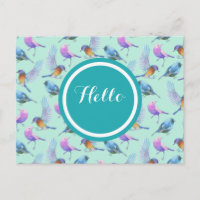 Aquarelle Oiseaux Motif en rose et bleu