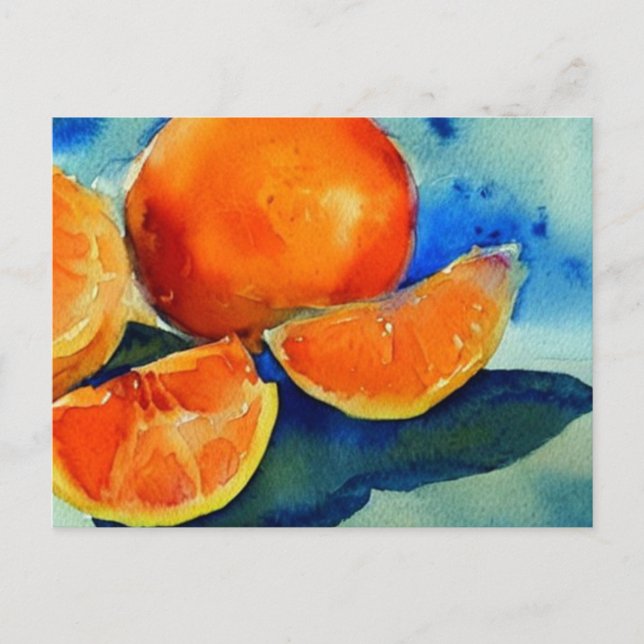 Carte Postale Aquarelle orange (Devant)