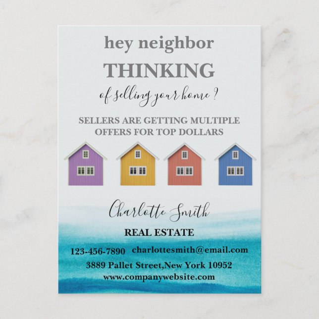 Carte Postale Aquarelle Orientation agricole Agent immobilier  (Devant)