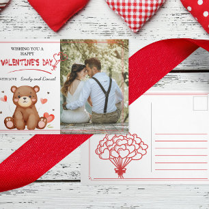 Carte Postale Aquarelle Ours Modèle photo Saint Valentin