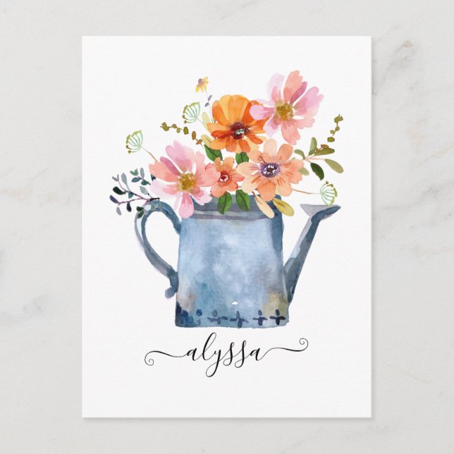 Carte Postale Aquarelle peinte à la main Floral (Devant)